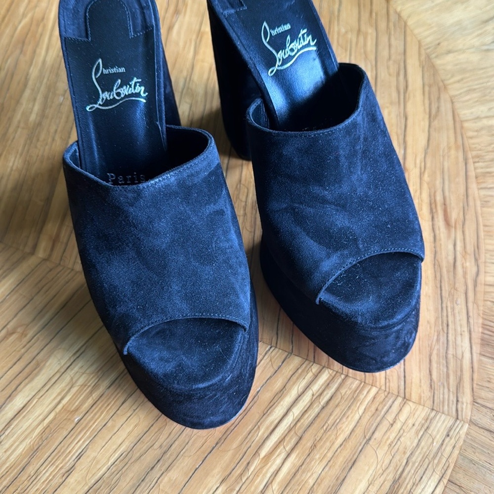 Christian Louboutin Black Mules Luxurious Suede
